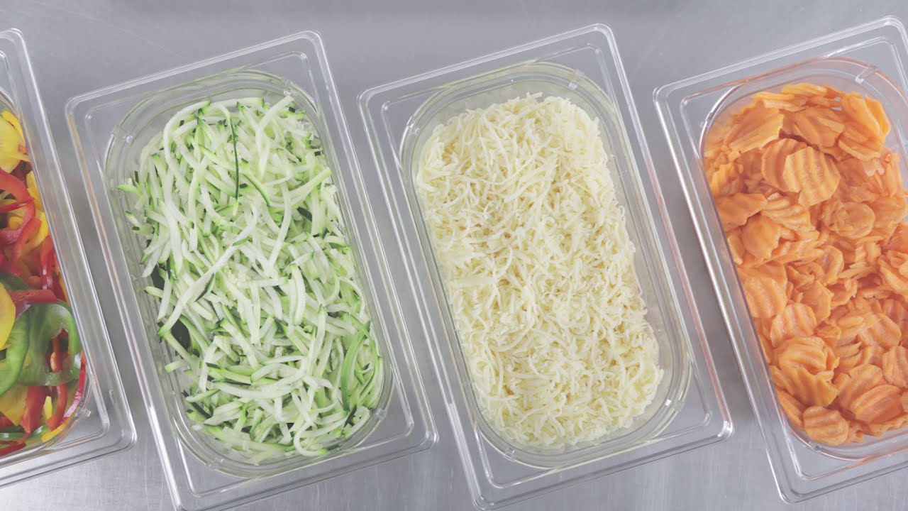 Robot-Coupe R301 Ultra  Food Processor : Multi-cuts of Courgettes, Peppers, Cheese, Carrots