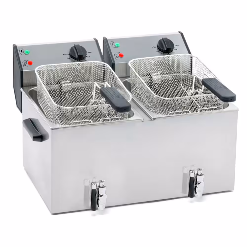 010.1027_001 Elektrische Fritteuse 2x8L ROLLER GRILL FD80DR mit Ablasshahn – Bild 1