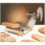 Bread cutting knife with wooden base