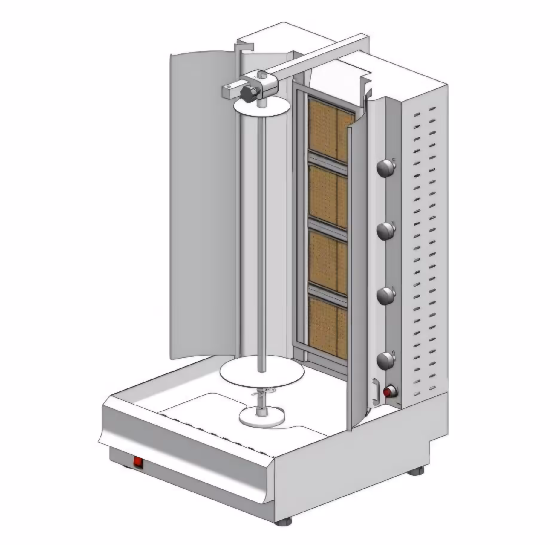 DG8GT Gyros - Dönergrill mit Erdgas 90kg – 14 kW - 500x700x1040mm - mit Motor unten - Visvardis DG8GT NEU - große Kapazität – Bild 1