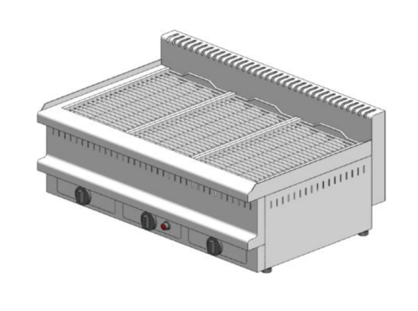 G360 Grill νερού αερίου – επιτραπέζιο - τριπλό - 1090x600x350mm - 22,2 kW - Visvardis G360C - με Κάθετη σχάρα Ø7 - Image 1