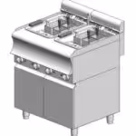 Elektrischer Nudelkocher mit Schrank - 750x600x860mm - 16Lt – 10,8 kW - Visvardis ME8+8TR ER CAT