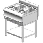 Electric fryer - with base - double - Turbo - 2 x 8 L - 15.0 kW - 750x600x860mm – Visvardis FE8+8TRBS CAT TUR