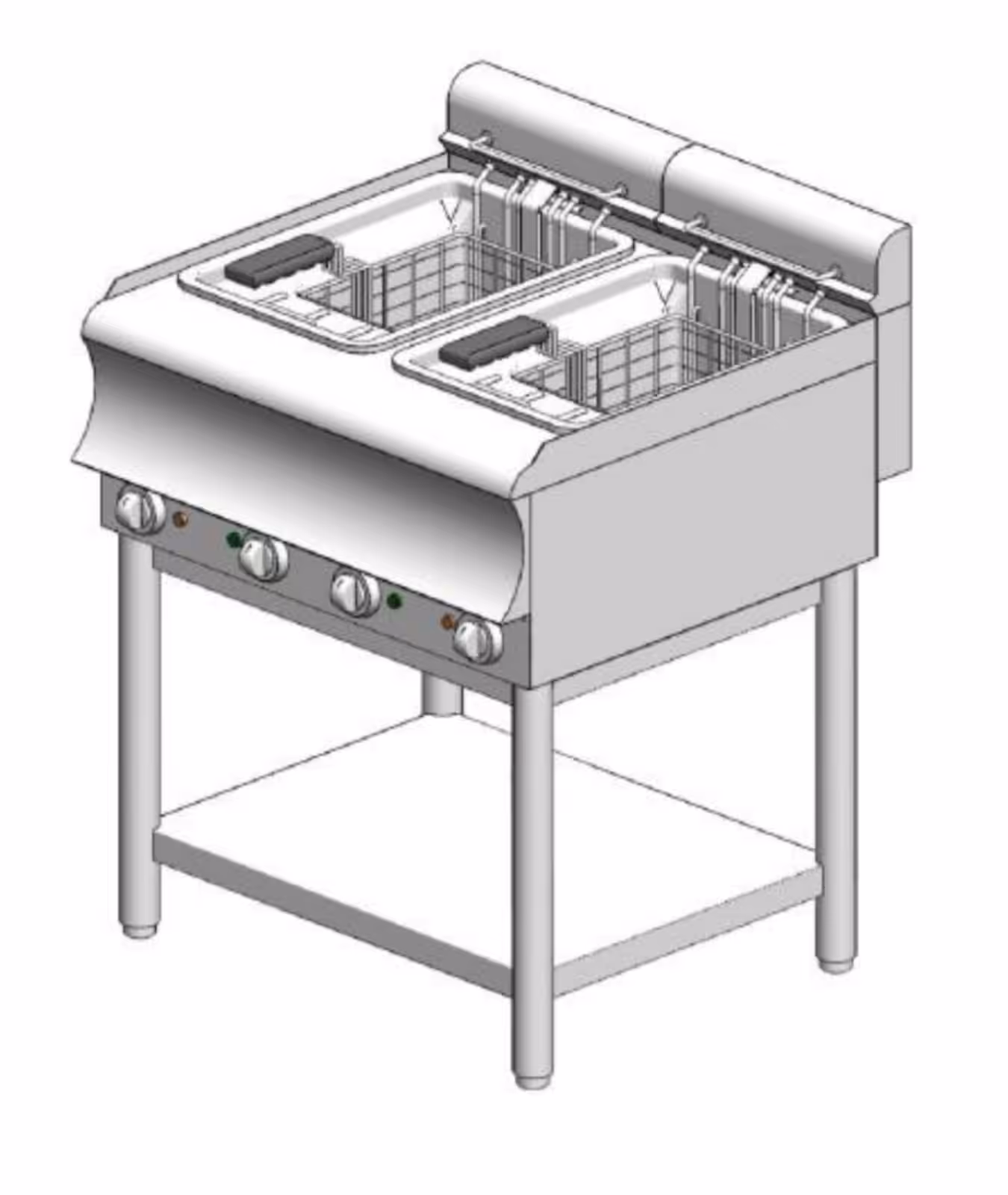 FE15+15BS CAT Elektrische Fritteuse - mit Basis - doppelt - 2 x 8L - 10,8 kW - 750x600x860mm – Visvardis FE8+8TRBS CAT – Bild 1