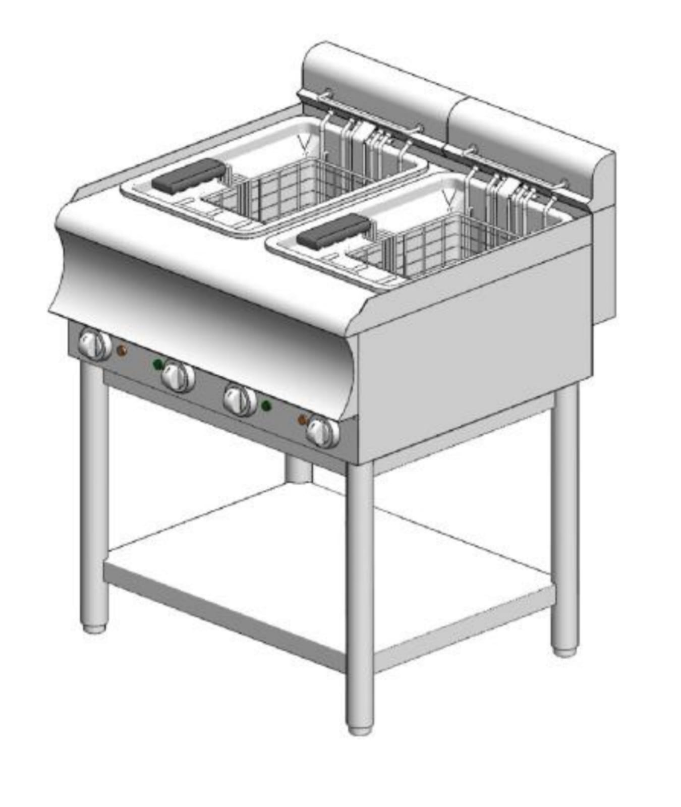 FE15+15BS CAT Electric fryer - with base - double - 2 x 15L - 15.0 kW - 750x700x860mm – Visvardis FE15+15BS CAT - Image 1