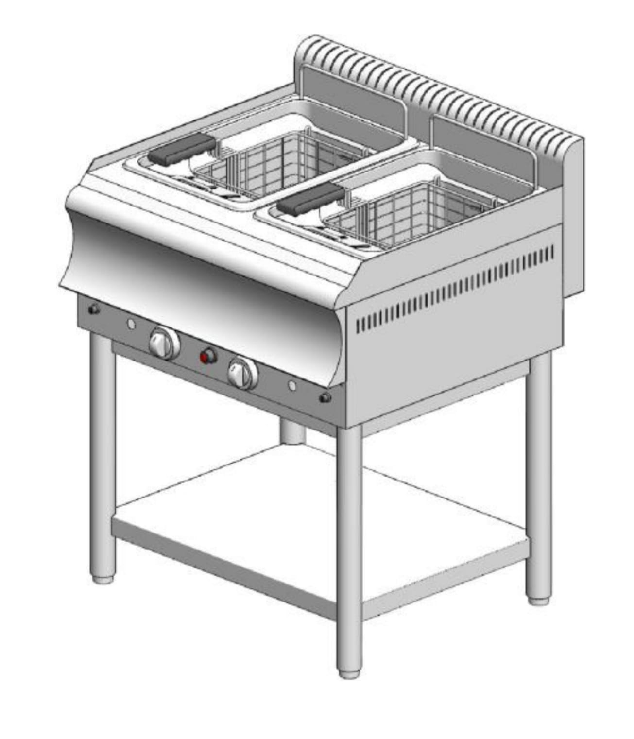 FG15+15BS CAT Φριτέζα αερίου - με βάση - διπλή - 2 x 15L - 18,0 kW - 750x700x860mm – Visvardis FG15+15BS CAT - Image 1