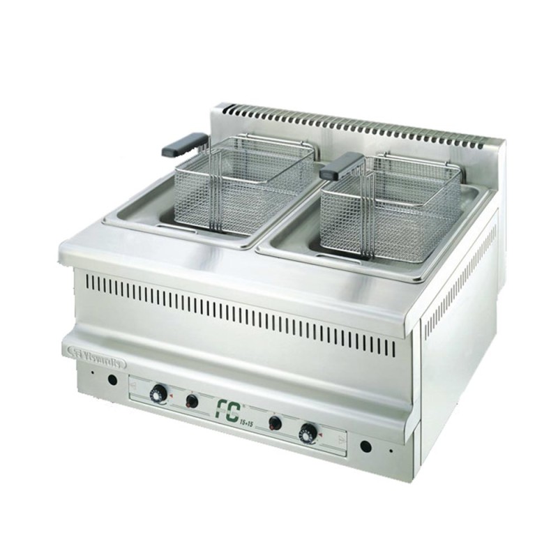 FG8+8 Φριτέζα αερίου - επιτραπέζια - διπλή - 2 x 20L - 24,0 kW - 800x700x350mm – Visvardis FG20+20L70 - Image 1
