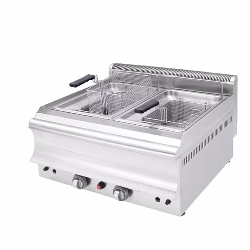 FG8+8CAT Gas-Fritteuse - Tischmodell - doppelt - 2 x 8L - 13,8 kW - 750x600x320mm – Visvardis FG8+8CAT – Bild 1