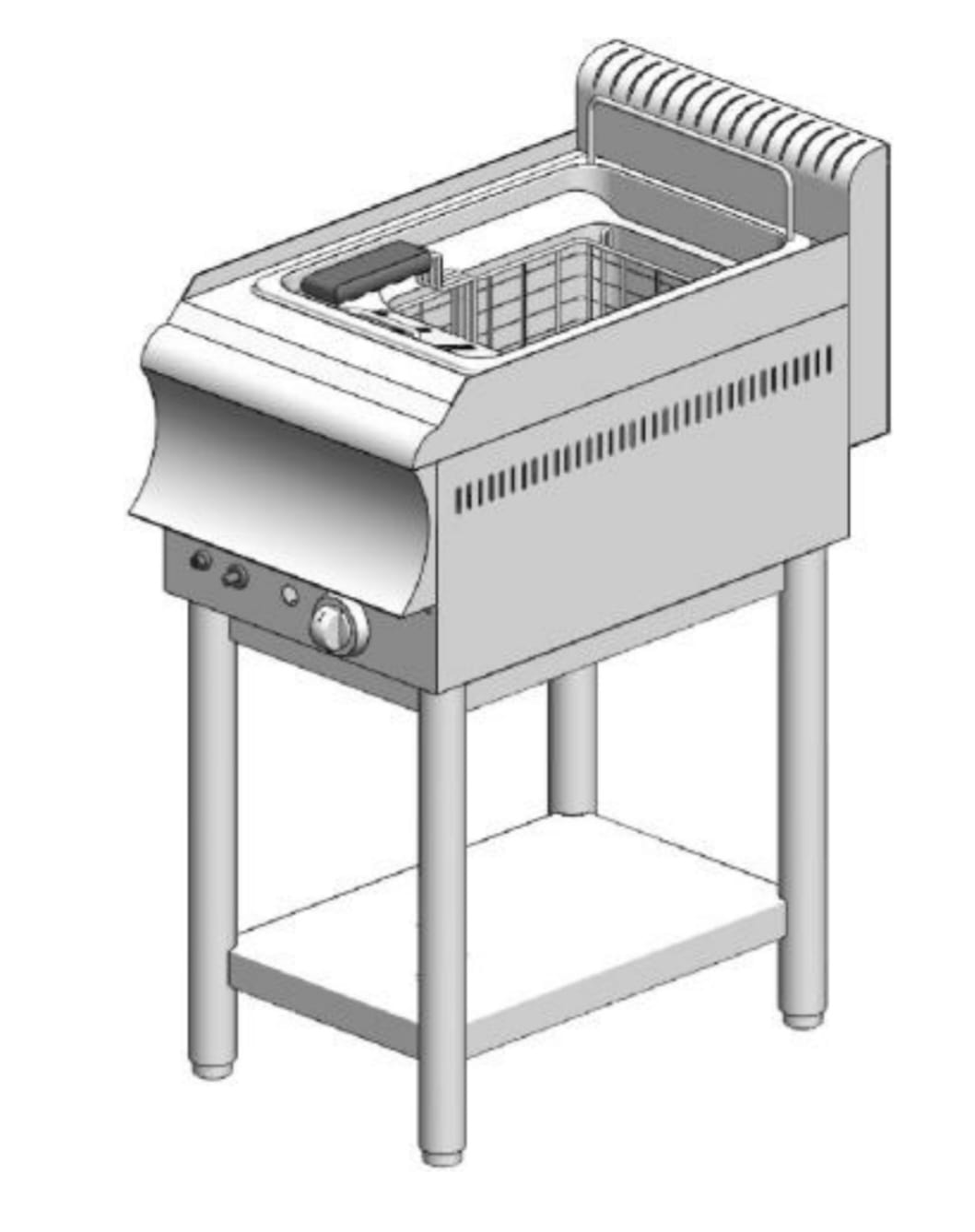 FG8BS CAT Gas fryer - with base - single - 15L - 9.0 kW - 400x700x860mm - Visvardis FG15BS CAT - Image 1