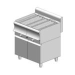 Double gas water grill - 750x700x860mm – 22.4 kW with cabinet - Visvardis G270ER CAT with Vertical grid Ø7