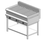 Grill νερού αερίου – με βάση - τριπλό - 1090x600x860mm - 22,2 kW - Visvardis G360BC - με Κάθετη σχάρα Ø7
