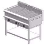Gas-Wassergrill – mit Basis – dreifach – 1090x600x860mm - 22,2 kW – Visvardis G360BC – mit Vertikal Rost Ø7