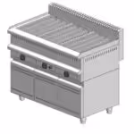 Gas-Wasser-Grill dreifach - 1090x700x860mm - 24 kW mit Schrank - Visvardis G370ER mit Vertikal Rost Ø7