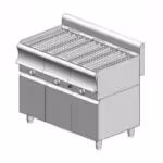 Gas-Wasser-Grill dreifach - 1110x600x860mm - 29,7 kW mit Schrank - Visvardis G360ER CAT mit Vertikal Rost Ø7