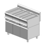 Grill νερού αερίου τριπλό - 1110x700x860mm - 33,6 kW με ερμάριο - Visvardis G370ER CAT με Κάθετη σχάρα Ø7