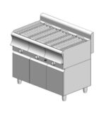 Grill νερού αερίου τριπλό - 1110x900x860mm - 37,5 kW με ερμάριο - Visvardis G390ER CAT με Κάθετησχάρα Ø7