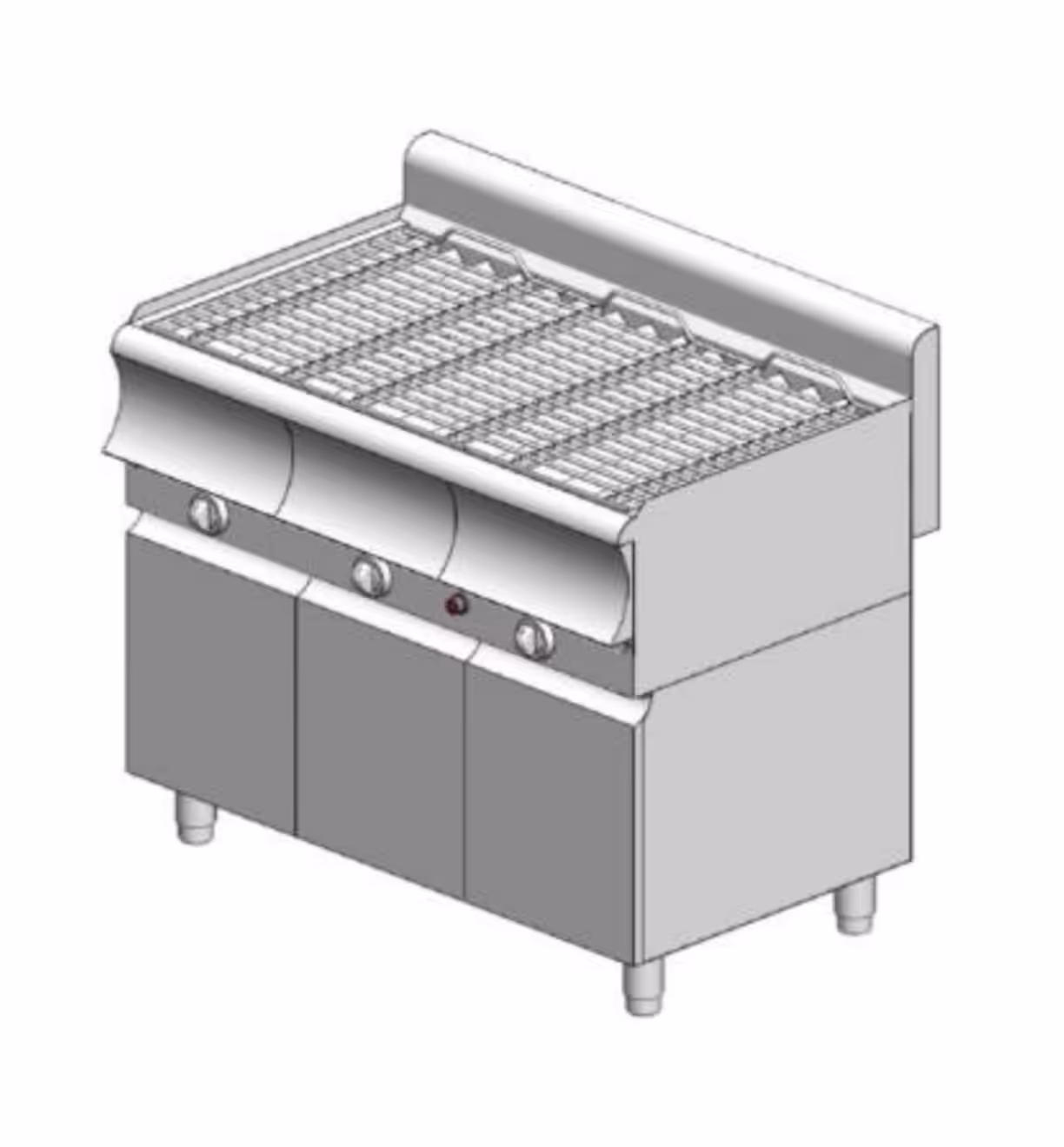 G360ER CAT Gas-Wasser-Grill dreifach - 1110x900x860mm - 37,5 kW mit Schrank - Visvardis G390ER CAT mit Vertikal Rost Ø7 – Bild 1