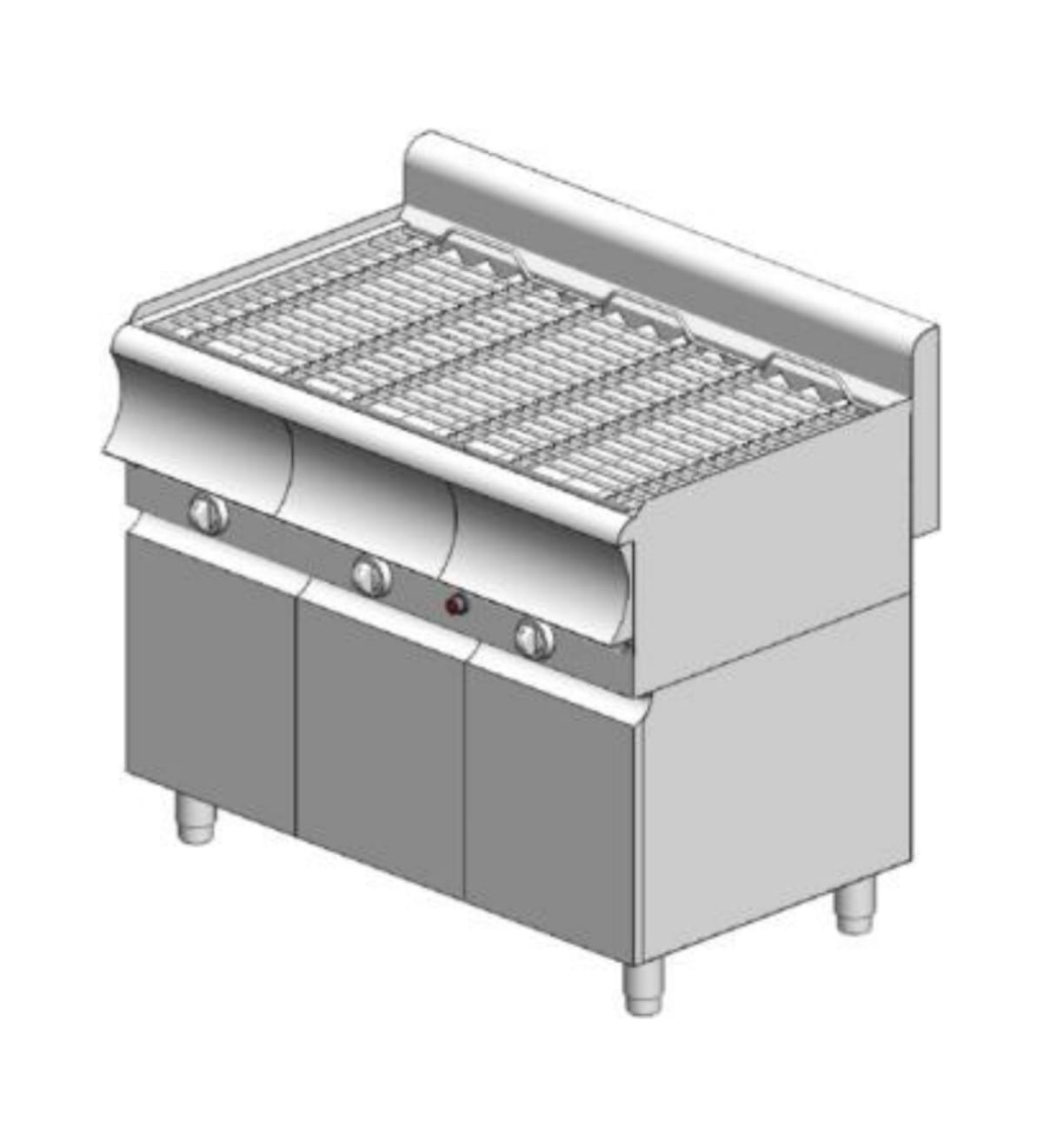 G360ER CAT Grill νερού αερίου τριπλό - 1110x900x860mm - 37,5 kW με ερμάριο - Visvardis G390ER CAT με Κάθετησχάρα Ø7 - Image 1