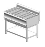 Gas water grill – with base - triple - 1110x600x860mm - 29.7 - Visvardis G360BS CAT - with Vertical grid Ø7