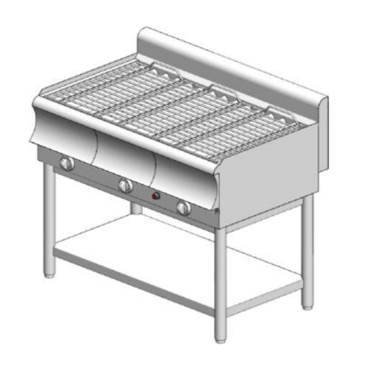 G390BS CAT Gas water grill – with base - triple - 1110x600x860mm - 29.7 - Visvardis G360BS CAT - with Vertical grid Ø7 - Image 1