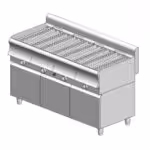 Gas-Wasser-Grill vierfach - 1460x900x860mm - 50 kW mit Schrank - Visvardis G490ER CAT mit horizontalem Vertikal Ø7