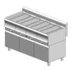 Grill νερού αερίου τετραπλό - 1460x600x860mm - 39,6 kW με ερμάριο - Visvardis G460ER CAT με Κάθετη σχάρα Ø7