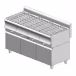 Gas-Wasser-Grill vierfach - 39,6 kW mit Schrank - Visvardis G460ER CAT KYM mit horizontalem Rost Ø10