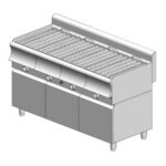Gas water grill quadruple - 39.6 kW with cabinet - Visvardis G460ER CAT KYM with horizontal grid Ø10