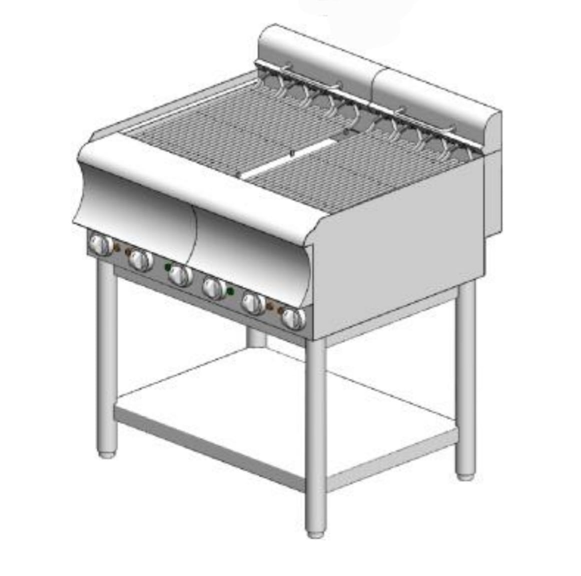 GED860BS CAT Electric water grill – with base - Direct - 800x600x860mm – 10.88 kW - with 8 resistors - Visvardis GED860BS CAT - Image 1