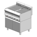 Grill νερού ηλεκτρικό - με ερμάριο – Direct - 800x600x860mm – 10,88 kW - με 8 αντιστάσεις - Visvardis GED860ER CAT