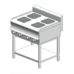 Electric kitchen with base – 10.4 kW - 4 burners - 800x700x860mm – Visvardis KE470BS CAT