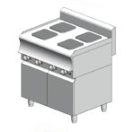 Electric kitchen with cabinet – 12 kW – 4 burners - 800x900x860mm – Visvardis KE490ER CAT
