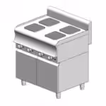 Elektrischer Herd mit Schrank – 12 kW – 4 Kochstellen - 800x900x860mm – Visvardis KE490ER CAT