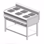 Elektrische Küche mit Basis – 18 kW - 6 Brenner - 1200x900x860mm - Visvardis KE690BS CAT
