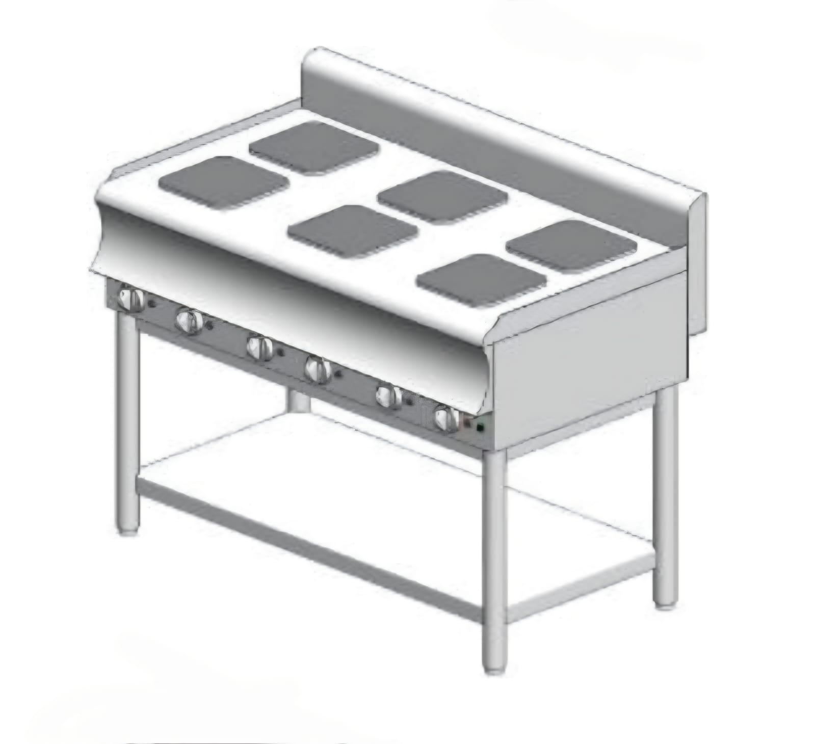 KE670 BS CAT Electric kitchen with base – 18 kW - 6 burners - 1200x900x860mm - Visvardis KE690BS CAT - Image 1