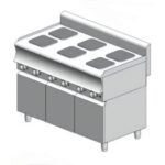 Electric kitchen with cabinet – 18 kW - 6 burners - 1200x900x860mm - Visvardis KE690ER CAT