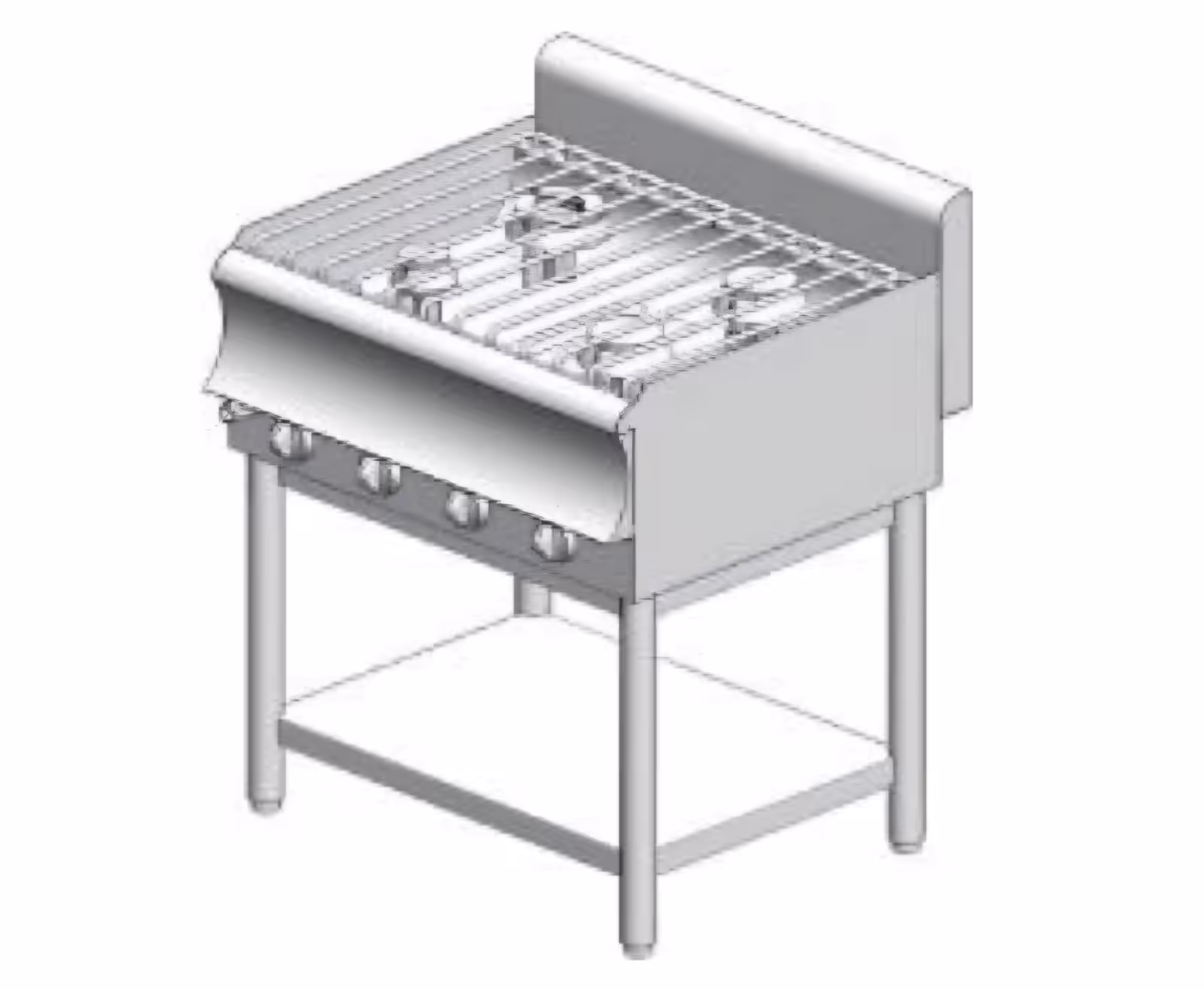 KG470BS CAT Gasherd – mit Basis – 24 kW – 4 Hochleistungsbrenner – 800x900x860mm – Visvardis KG490BS CAT – Bild 1