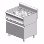 Gasherd – mit Schrank - 22 kW - 4 Hochleistungsbrenner - 800x700x860mm – Visvardis KG470ER CAT