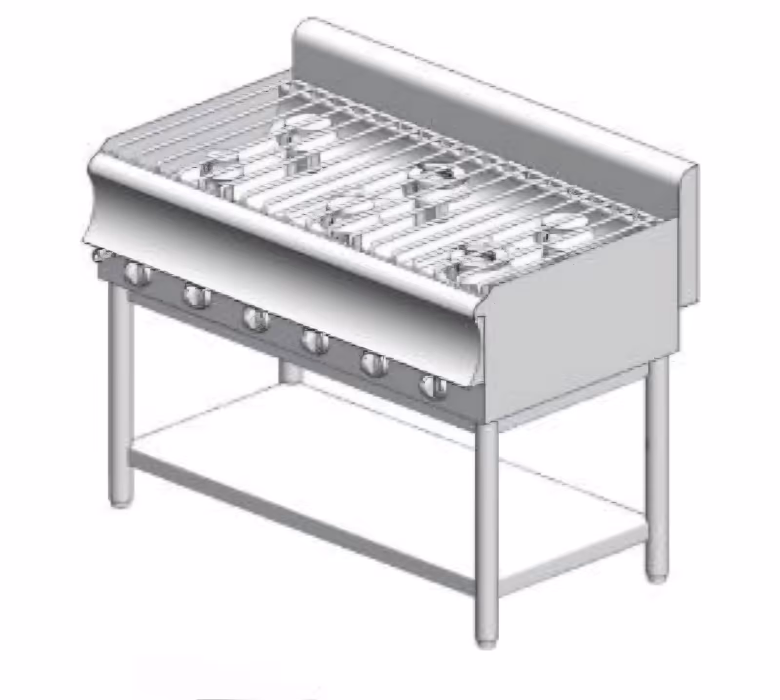 KG670BS CAT Gasherd – mit Unterbau - 35 kW - 6 Hochleistungsbrenner - 1200x700x860mm - Visvardis KG670BS CAT – Bild 1