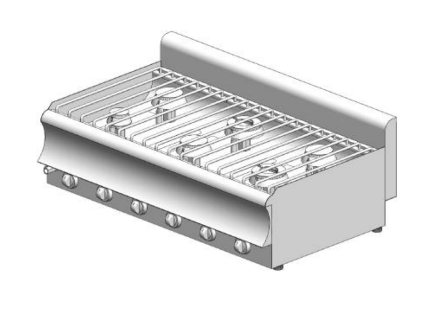 KG670CAT Κουζίνα αερίου - επιτραπέζια - 37 kW - 6 καυστήρες υψηλής απόδοσης - 1200x900x320mm - Visvardis KG690CAT - Image 1