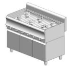 Gas kitchen – with cabinet - 35 kW - 6 high-efficiency burners - 1200x700x860mm - Visvardis KG670ER CAT