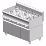 Gasherd – mit Schrank - 37 kW - 6 Hochleistungsbrenner - 1200x900x860mm - Visvardis KG690ER CAT