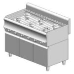 Gas kitchen – with cabinet - 37 kW - 6 high-efficiency burners - 1200x900x860mm - Visvardis KG690ER CAT