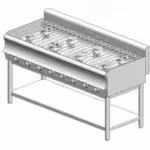 Gasherd – mit Unterbau - 48 kW - 8 Hochleistungsbrenner - 1600x900x860mm - Visvardis KG890BS CAT