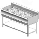 Gas stove – with base - 44 kW - 8 high-efficiency burners - 1600x700x860mm - Visvardis KG870BS CAT