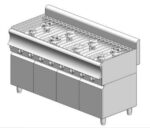 Gas kitchen – with cabinet - 44 kW - 8 high-efficiency burners - 1600x700x860mm - Visvardis KG870ER CAT
