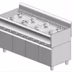 Gasherd – mit Schrank - 48 kW - 8 Hochleistungsbrenner - 1600x900x860mm - Visvardis KG890ER CAT