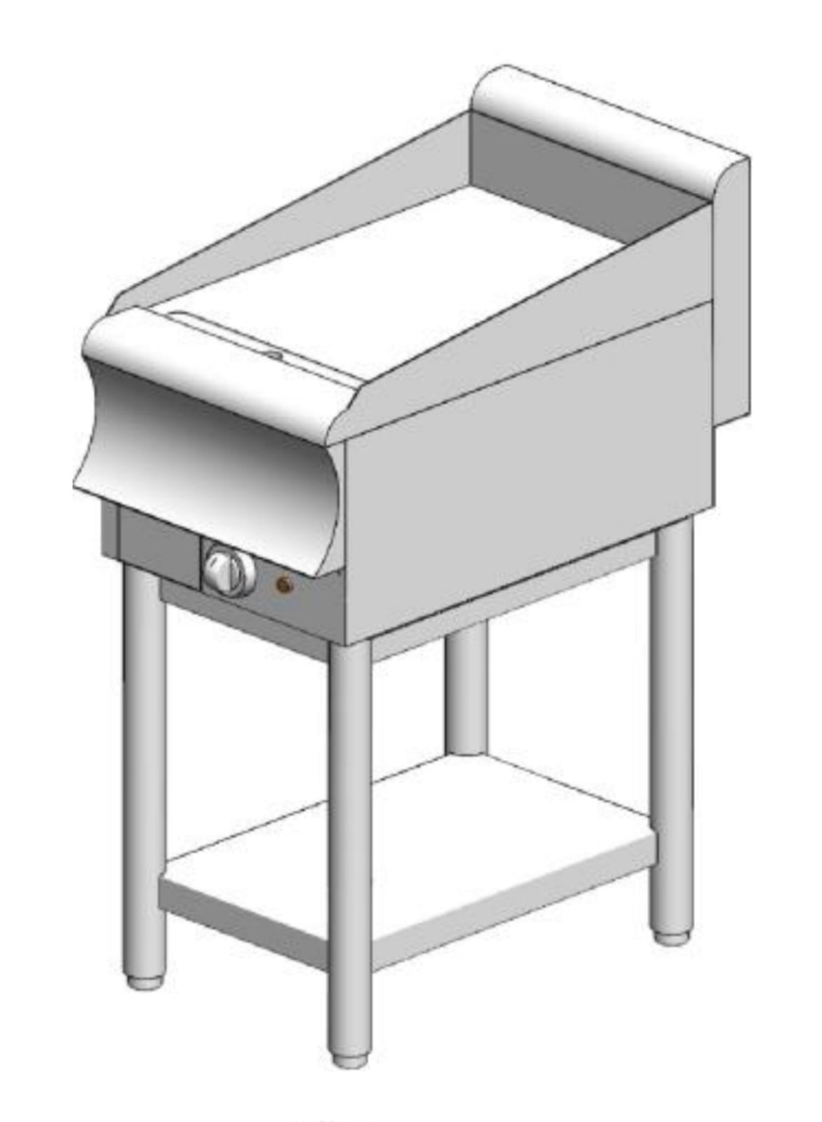 PE160 CR BS CAT Electric plate with smooth surface - with base - single - 400x700x860mm - 3.5 kW - Visvardis PE170BS CAT - Image 1