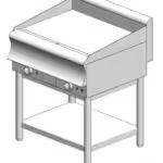 Elektrische Platte mit glatter Oberfläche (hartverchromt) - mit Basis - doppelt - 750x600x860mm - 7,5 kW - Visvardis PE260(CR)BS CAT