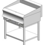 Electric plate with smooth surface (hard chrome) - with base - double - 750x600x860mm - 7.5 kW - Visvardis PE260(CR)BS CAT